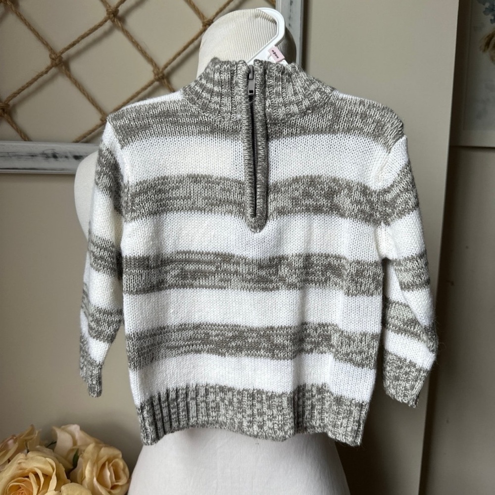 Baby boy or girl sweater size 12 months, gray and white